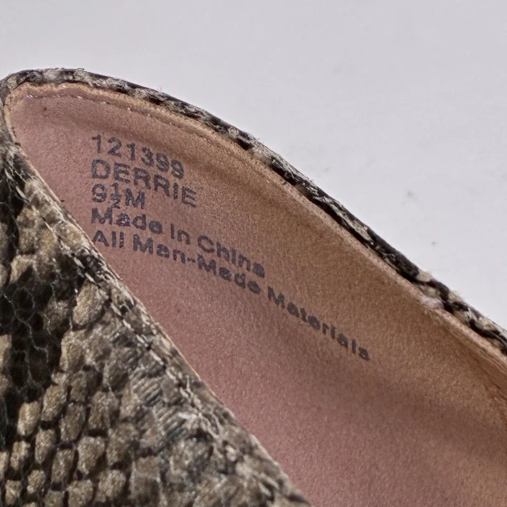 Lauren Blackwell Derrie Snakeskin Print Pointed Toe Flats Grey Brown 9.5M